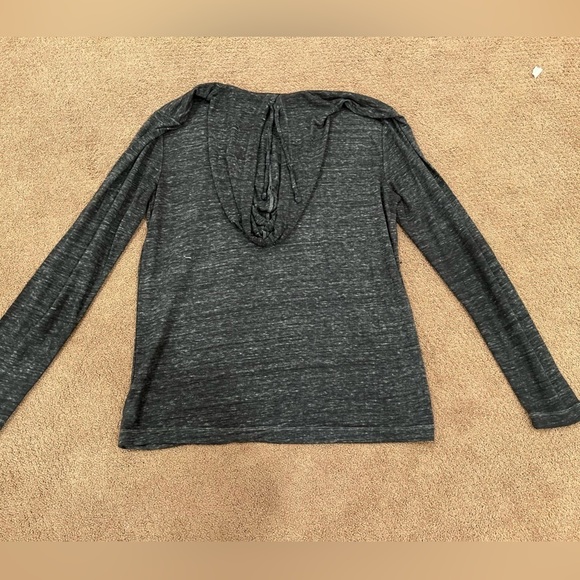 OLD NAVY Women’s Heather Grey  Linen Blend Hoodie Lightweight Size Large - Picture 5 of 6